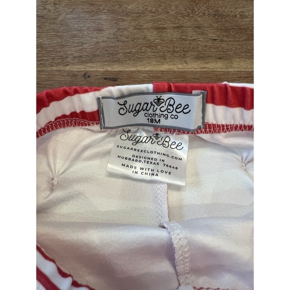 NWT Sugar Bee Ruffle Buttflap Pajamas Christmas Striped Holiday Lounge Size 18 M - Picture 3 of 7